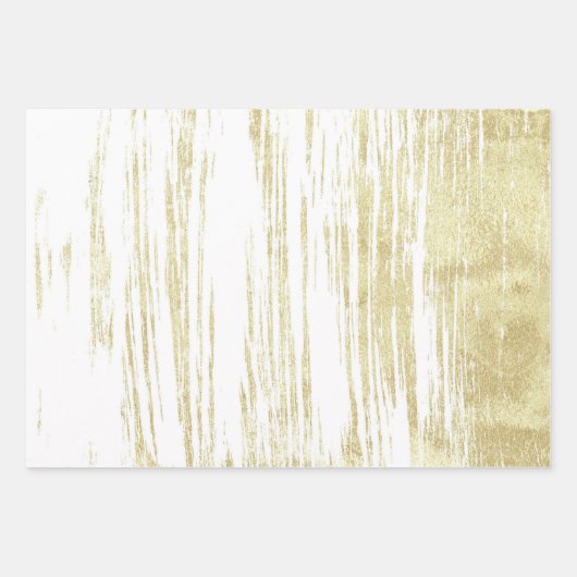 Abstrakte Folien aus Gold und Weißpapier Geschenkpapier Set (Vorderseite)