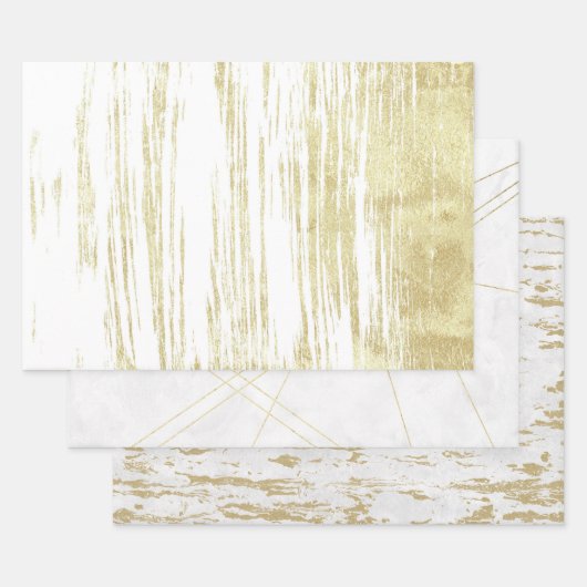 Abstrakte Folien aus Gold und Weißpapier Geschenkpapier Set (Set)