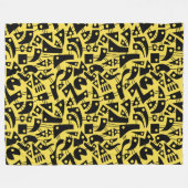 Abstrakte Formen 180318 - Schwarz auf #F5DD4B | ge Fleecedecke (Vorderseite (Horizontal))