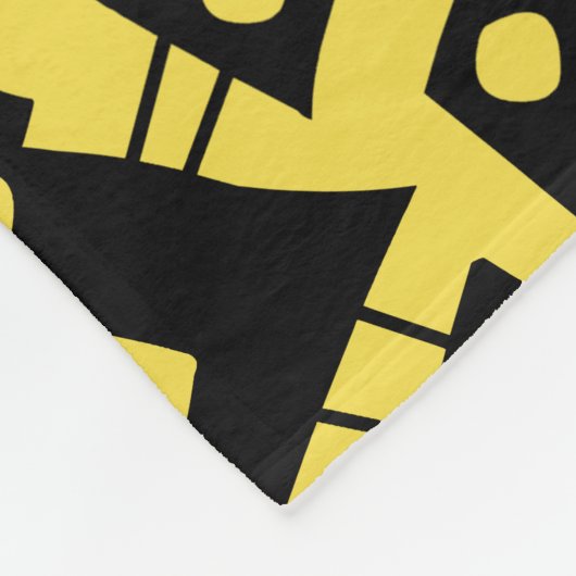 Abstrakte Formen 180318 - Schwarz auf #F5DD4B | ge Fleecedecke (Ecke)