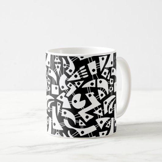 Abstrakte Formen 180318 - Schwarz-Weiß Kaffeetasse (VorderseiteRechts)