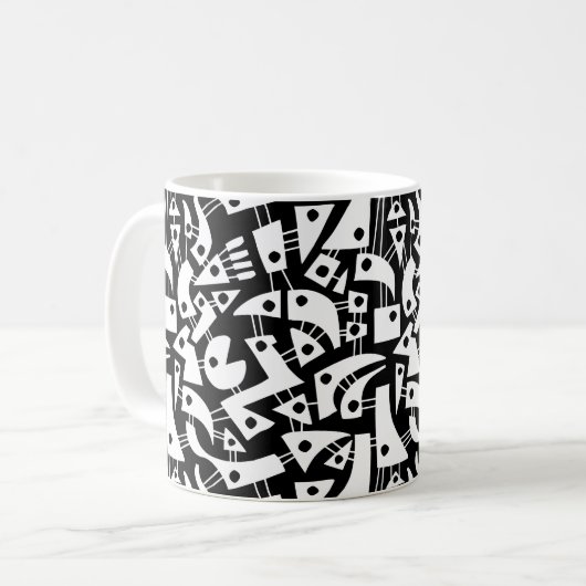Abstrakte Formen 180318 - Schwarz-Weiß Kaffeetasse (Vorderseite Links)