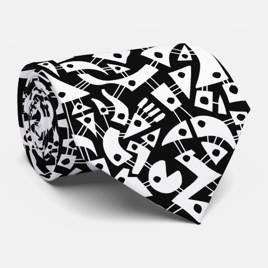 Abstrakte Formen 180318 - Schwarz-Weiß Krawatte (Gerollt)