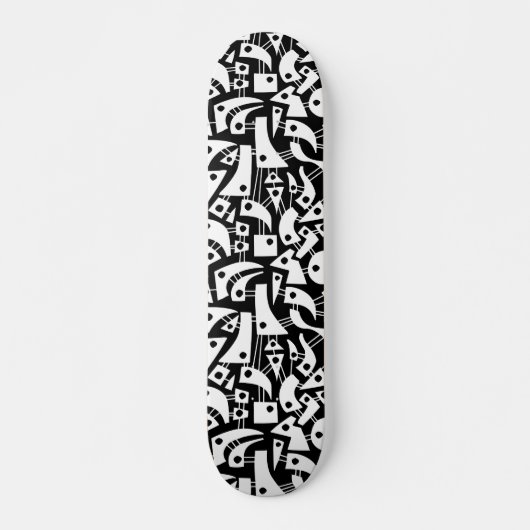 Abstrakte Formen 180318 - Schwarz-Weiß Skateboard (Vorne)