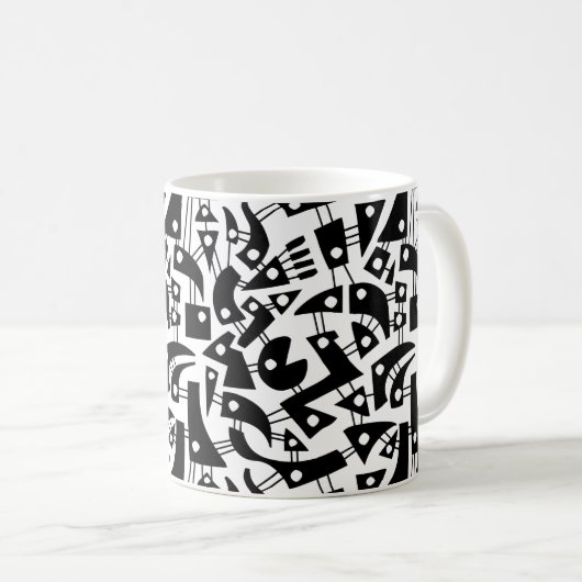 Abstrakte Formen 180318 - Schwarzweiß Kaffeetasse (VorderseiteRechts)