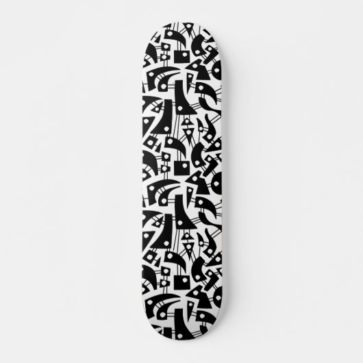 Abstrakte Formen 180318 - Schwarzweiß Skateboard (Vorne)
