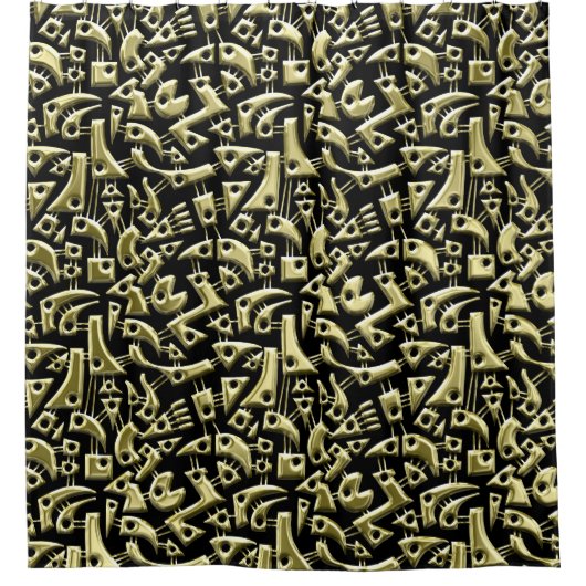 Abstrakte Formen 180318 - Shiny Gold Duschvorhang (Vorderseite)