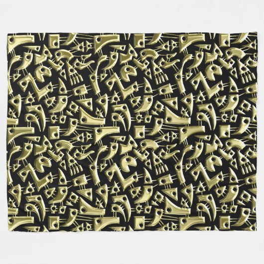 Abstrakte Formen 180318 - Shiny Gold Fleecedecke (Vorderseite (Horizontal))