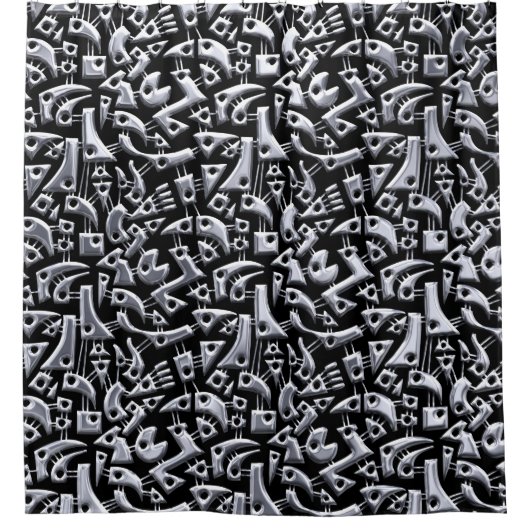 Abstrakte Formen 180318 - Shiny Silver Duschvorhang (Vorderseite)