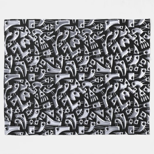 Abstrakte Formen 180318 - Shiny Silver Fleecedecke (Vorderseite (Horizontal))