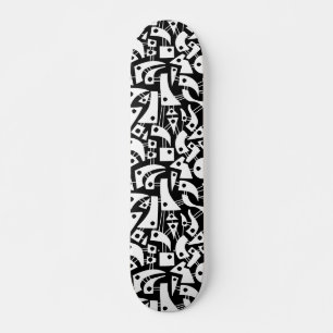 Abstrakte Formen 180318 - Weiß auf Schwarz Skateboard