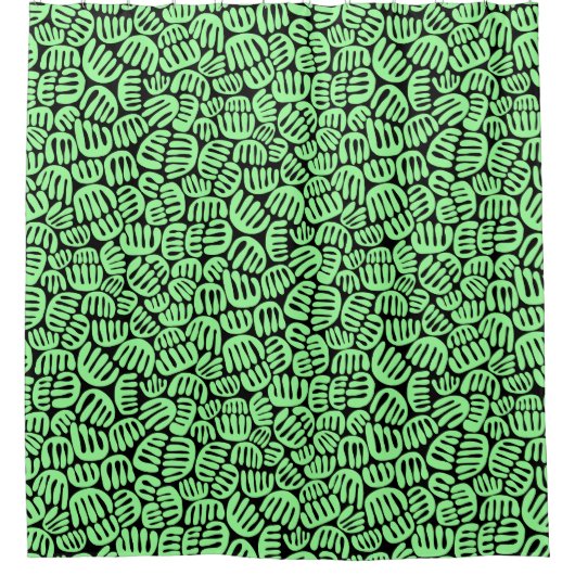 Abstrakte Formen 301122 - Minzgrün auf Schwarz Duschvorhang (Vorderseite)