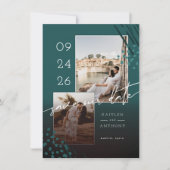 Abstrakte Formen Aquamariner grüner Marmorrücken u Save The Date (Vorderseite)