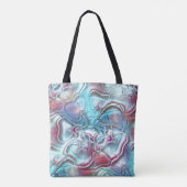 Abstrakte Formen aus Glas auf sandiger Textur Tasche (Rückseite)