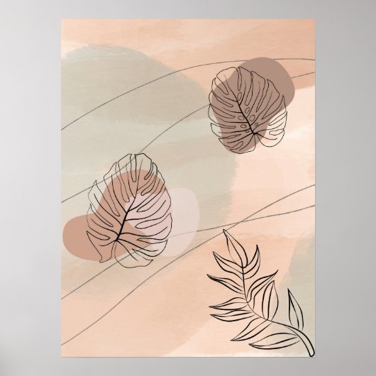 Abstrakte Formen Boho Style Foliage Leaf Design Poster (Vorne)