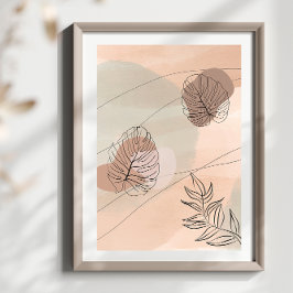 Abstrakte Formen Boho Style Foliage Leaf Design Poster