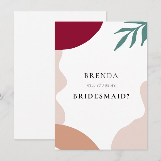Abstrakte Formen Bridesmaid Vorschlagskarte Einladung (Vorne/Hinten)