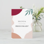 Abstrakte Formen Bridesmaid Vorschlagskarte Einladung (Stehend Vorderseite)