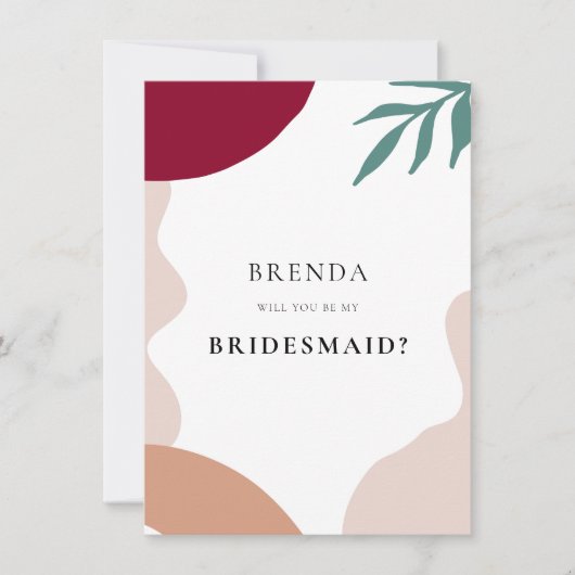 Abstrakte Formen Bridesmaid Vorschlagskarte Einladung (Vorderseite)