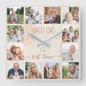 Abstrakte Formen der Familienzeit neutrales Foto Quadratische Wanduhr (Vorderseite)