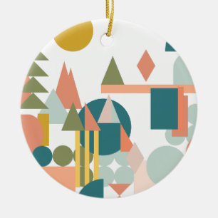 Abstrakte Formen Landschaft Blau Grün Geometrisch Keramik Ornament