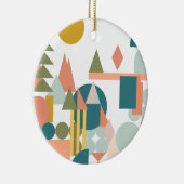 Abstrakte Formen Landschaft Blaue grüne Geometrie Keramik Ornament (Rechts)