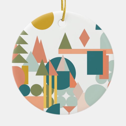 Abstrakte Formen Landschaft Blaue grüne Geometrie Keramik Ornament (Vorne)