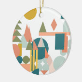 Abstrakte Formen Landschaft Blaue grüne Geometrie Keramik Ornament (Links)