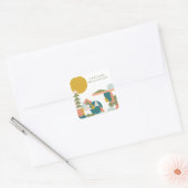 Abstrakte Formen Landschaft im Aquamarinen Persona Quadratischer Aufkleber (Umschlag)