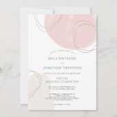 Abstrakte Formen Lines Pink Cream Virtual Wedding Einladung (Vorderseite)