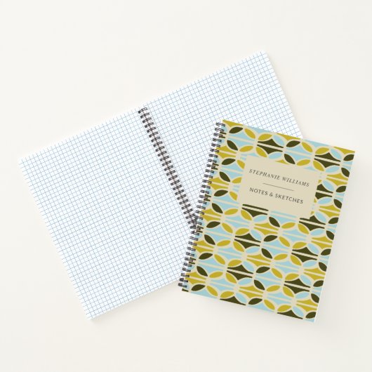 Abstrakte Formen Muster Grün Blau Personalisiert Notizblock (Innenseite)