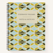 Abstrakte Formen Muster Grün Blau Personalisiert Notizblock (Vorderseite)