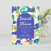 Abstrakte Formen Nahtloses Muster mit FotoWedding Einladung (Stehend Vorderseite)