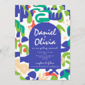 Abstrakte Formen Nahtloses Muster mit FotoWedding Einladung (Vorne/Hinten)