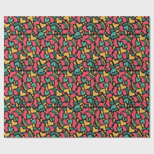 Abstrakte Formen, rosa Herzen Geschenkpapier (Flach)