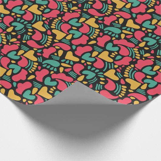 Abstrakte Formen, rosa Herzen Geschenkpapier (Ecke)