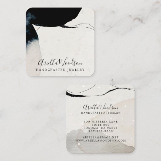 Abstrakte Formen Schmuck Designer Chic Square Busi Quadratische Visitenkarte (Vorne/Hinten)