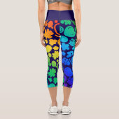 Abstrakte Formen, Smiley, lila Capri Leggings (Rückseite)