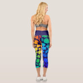Abstrakte Formen, Smiley, lila Capri Leggings (Rückseite)
