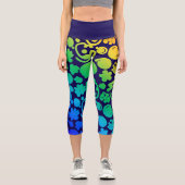 Abstrakte Formen, Smiley, lila Capri Leggings (Vorderseite)