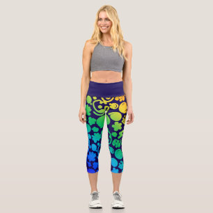 Abstrakte Formen, Smiley, lila Capri Leggings