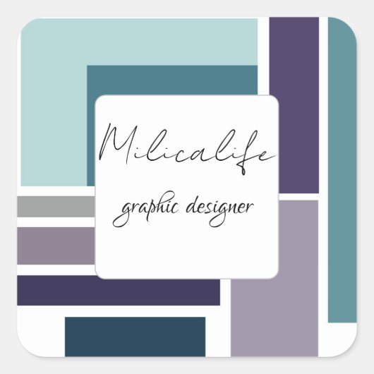 Abstrakte Formen, soziale Medien Quadratischer Aufkleber (Vorderseite)