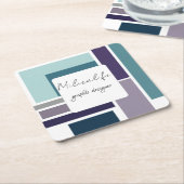 Abstrakte Formen, soziale Medien Rechteckiger Pappuntersetzer (angewinkelt)