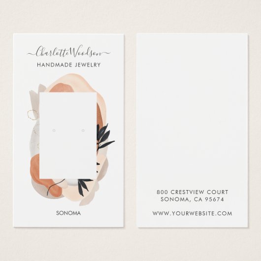 Abstrakte Formen Terracotta Creme Frame Earring (Vorne & Hinten)