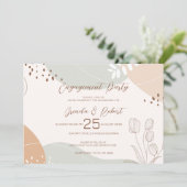 Abstrakte Formen und Blume Engagement Partei einla Save The Date (Stehend Vorderseite)