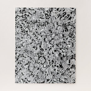 Abstrakte Formen und Gesichter Illustration Schwie Puzzle
