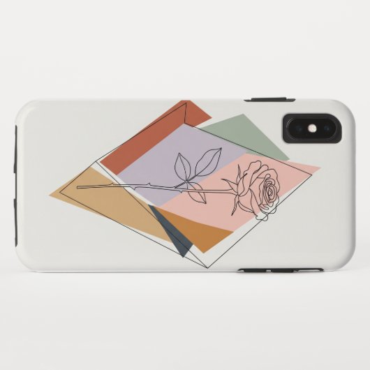 Abstrakte Formen und Rose Line Art Phone Case - Cu (Rückseite (Horizontal))