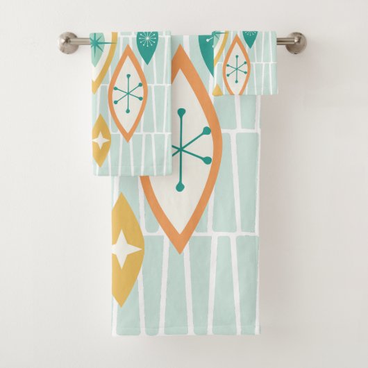 Abstrakte Formen und Sterne im Atomzeitalter Badhandtuch Set (Insitu)