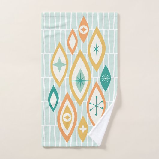 Abstrakte Formen und Sterne im Atomzeitalter Badhandtuch Set (Handtuch)