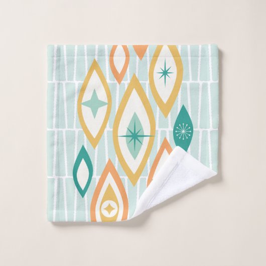 Abstrakte Formen und Sterne im Atomzeitalter Badhandtuch Set (Waschlappen)